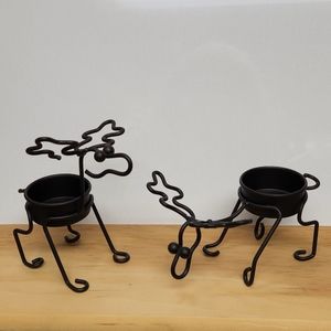 Partylite Moose Tealight Candle Holder Pair